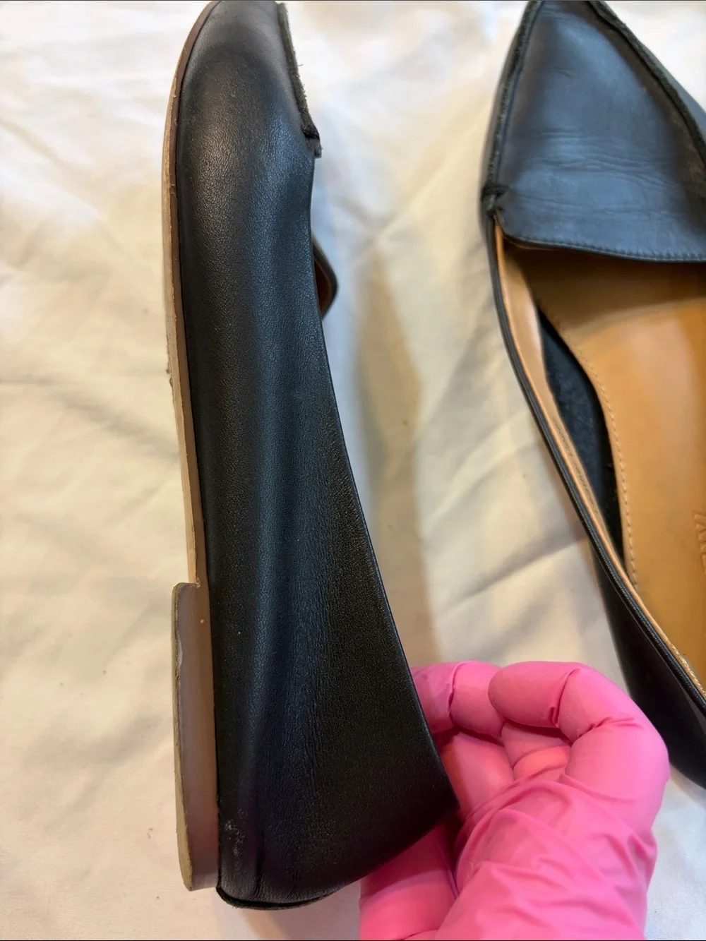 J. Crew Black Pointed Leather Slip-On Flats
